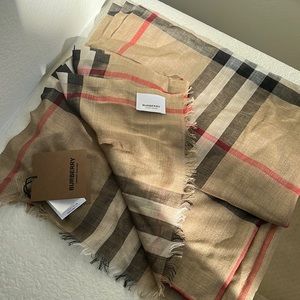 Burberry Lightweight Check Wool Silk Scarf